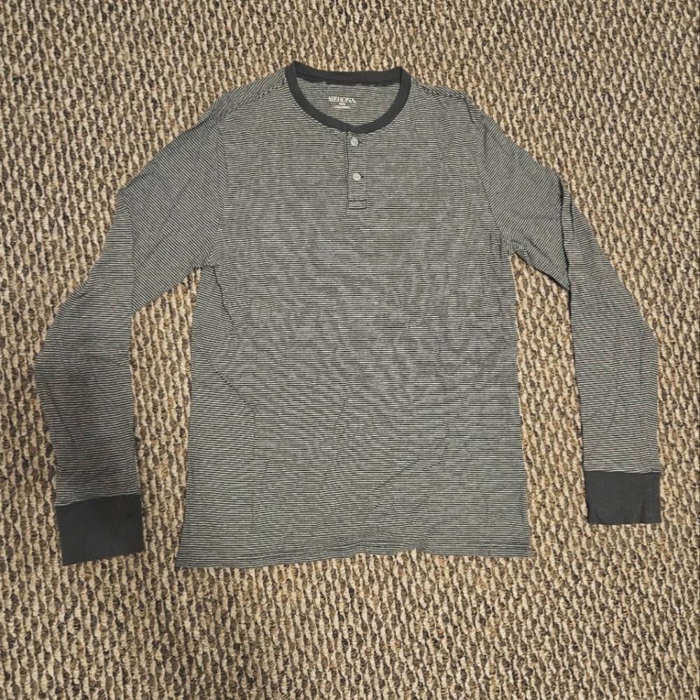 long sleeve striped henley t shirt
